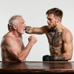 conor mcgregor hitting an old man in the bar, high quality photo