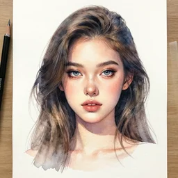 water color on paper, gemini girl portrait, highly detailed, artstation, masterpiece, award - winning,