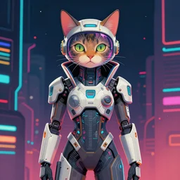a cat in a futuristic suit, cyberpunk art by adam manyoki, cgsociety, funk art, sci - fi, synthwave, ilya kuvshinov