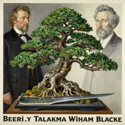 bonsai tree scavenger running on thin blade, monumental painting by gerrit van honthorst and hajime sorayama and william blake, illusion surreal art, highly conceptual figurative art, intricate detailed oil illustration, controversial poster art, polish poster art 1 9 8 0