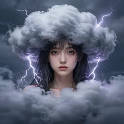 character concept art of an anime thunderstormy cloud goddess of lightning | | cute - fine - face, pretty face, realistic shaded perfect face, fine details by stanley artgerm lau, wlop, rossdraws, james jean, andrei riabovitchev, marc simonetti, and sakimichan, seoul, south korea, trending on artstation