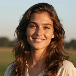 portrait of a bohemian woman looking like Blake lively at golden hour, stunning, WLOP, trending on artstation, smiling