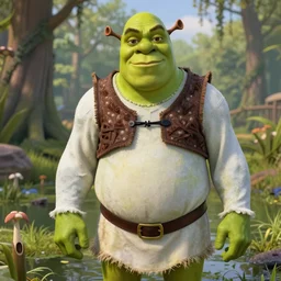 Bray Wyatt cosplays as Shrek in his swamp, hyperrealistic, photorealistic, award-winning, 4k