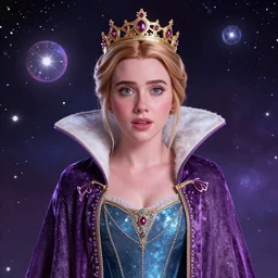 cosmic portrait of Emma Roberts as queen, Pixar style, by Tristan Eaton Stanley Artgerm and Tom Bagshaw.