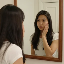Looking at your reflection in a mirror but something else is looking back at you