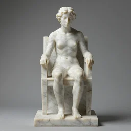 a sculpture of a person sitting on top of a chair, a marble sculpture by nicola samori, behance, neo - expressionism, marble sculpture, apocalypse art, made of mist 1 2 3 4 9. 3