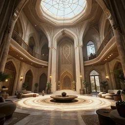 the interior of an arabian modern house, style artstation, style greg rutkowsk, comic art book,, octane render, unreal engine 6, epic game graphics, fantasy, post - apocaliptic