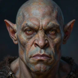 portrait of a orc, extreme fine detail background, night, highly detailed, detailed eyes, high quality, digital painting, hyperrealistic, by gaston bussiere, j. c. leyendecker, craig mullins