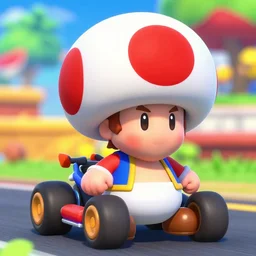 Gameplay screenshot of Lionel Messi as toad in Mario Kart, Mushroom hat, Nintendo, Red Bull