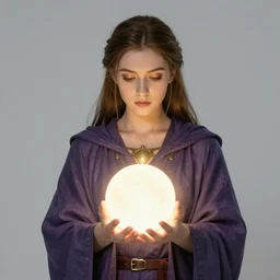a sorcerer holding a glowing ball in her hands, a character portrait by lois van baarle, deviantart contest winner, fantasy art, 2 d game art, glowing neon, bioluminescence