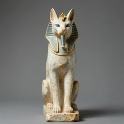 a marble statue of an ancient egyptian cat goddess