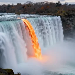 molten lava pouring over the niagra falls