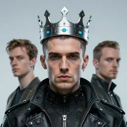 portrait of  a cyberpunk king wearing a futuristic crown by Petros Afshar and Beeple, James Gilleard, Mark Ryden, Wolfgang Lettl highly detailed