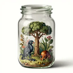 glass jar with rich life inside zoological scientific illustration, made by Ernst Haeckel