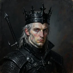 the portrait of hunter schafer ( ( ( ( ( ( ( ( ( ( ( ( ( in black wax crown ) ) ) ) ) ) ) ) ) ) by roberto ferri, dark fantasy, witcher, very detailed oil painting, masterpiece, 8 k