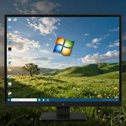 windows XP desktop with lots of popups