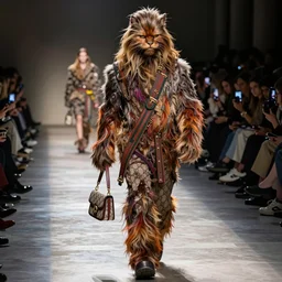 chewbacca walking the gucci catwalk. paris 1 9 7 7. archive fashion photography.