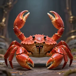 A portrait of a giant crab wizard, 4k, fantasy, D&D, traditional art, highly detailed, full body shot, shallow depth of field, bokeh, professional lighting