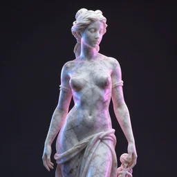 neon marble statue of gorgeous woman, hyper realistic render, super detailed, photo quality, octane render, corona render