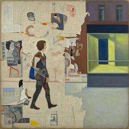 2 0 5 0 singularity scene by shaun tan, intricate, torn paper decollage, oil on canvas by edward hopper, ( by mattias adolfsson ), by moebius