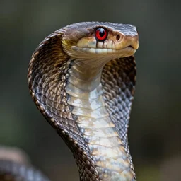 detailed, sharp, head of a black mamba, red eyes, digital art, surreal, HD, 8K, highly detailed, good lighting. beautiful. epic.