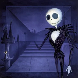 a night landscape background, day of the tentacle, eyvind earle, escher, 5 point perspective, nightmare before christmas