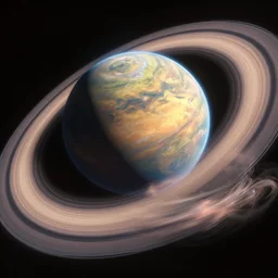 Planet with rings from space, Unreal Engine, 4k