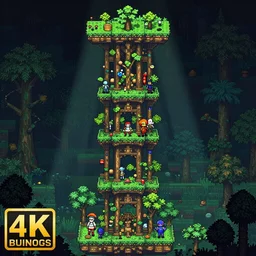 4k Forest Pylon from Terraria Game , Surrounded deep forest from terraria game by Craig Mullins, ilya kuvshinov, krenz cushart, epic , artgerm trending on artstation by Edward Hopper and Dan Mumford and WLOP and Rutkovsky, beksinski carl spitzweg moebius and tuomas kocar, intricate artwork by caravaggio, Unreal Engine 5, Lumen, Nanite