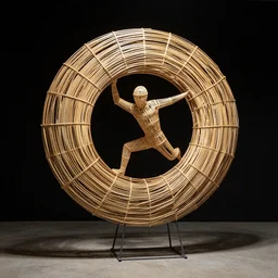 a kinetic sculpture made with bamboo