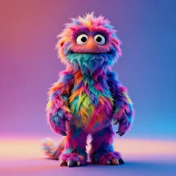 3 d model of a weird sinister vibrant colored alien with long fur and souless eyes by alexander jansson : 1 | centered, psychedelic, colorful, matte background : 0. 9 | by jim henson : 0. 7 | dave melvin : 0. 4 | unreal engine, deviantart, artstation, octane, finalrender, concept art, hd, 8 k resolution : 0. 8