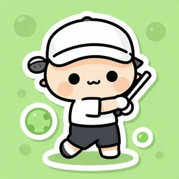 die cut sticker of chibi anime kawaii golf player