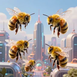 a futuristic city designed by bumblebees, 8 k, ultra realistic