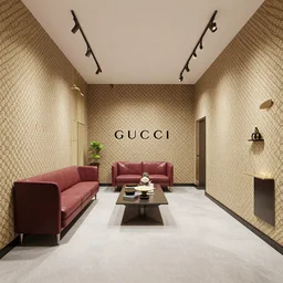 trendy art space renderings with gucci wallpaper
