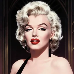 ilya kuvshinov anime illustration of marilyn monroe, fine detail, perfect anime face, dramatic lighting, dynamic composition, moody, art deco, cel shading, vivid, stippled lighting, rich texture, yoshinari yoh, alphonse mucha, takashi murakami, ( ( ( colorful ) ) ), eguchi