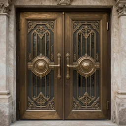 hyper realistic ornate sci - fi side by side door