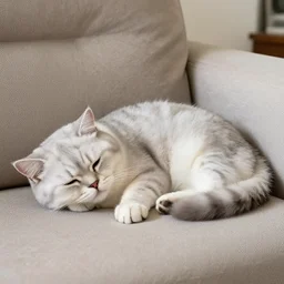 photograph of nyan cat sleeping on a couch
