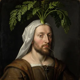 carrot head, god, painting, 1500s