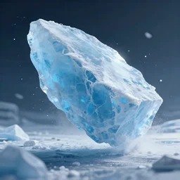 obsidian scraps trailing behind a huge chunk of ice which is flying through the air, behance hd artstation, 4 k cinematic