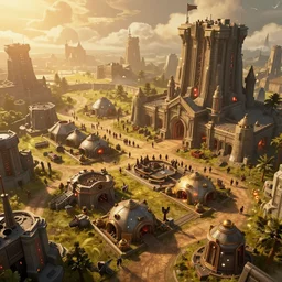 a zyreggian camp from star wars looked from above, golden hour, digital art, high & resolution, trending on artstation