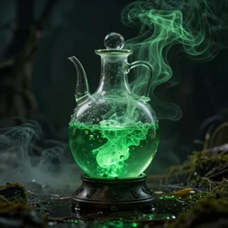 gas potion, green, smoke, dark fantasy