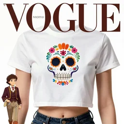 vogue magazine, mexican day of the dead, greg rutkowski, john singer sargent, anime, trending on artstation, crop top, intricate