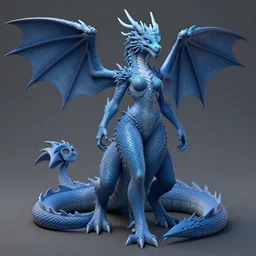 a beautiful detailed 3d matte painting of female blue dragon of the dead, fantasy, trending on artstation, volumetric lighting, micro details, 3d sculpture, ray tracing, 8k