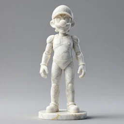 a statue made of white marble with gold veins, of waluigi, transhumanism, full body shot, perfect symmetrical body, perfect symmetrical face, hyper realistic, hyper detailed, by johannen voss, by peter kemp, by monia merlo, by michelangelo, octane render, blender, 8 k