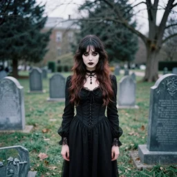 gothic girl on graveyard, 8 mm film
