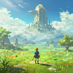 landscape from hell in the style of zelda breath of the wild