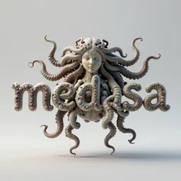 the word medusa ', lettering, organic, 3 d render