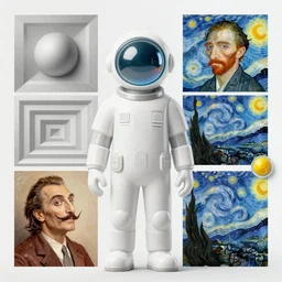 intergalactic psychonaut unholy gathering, 4K, by collaboration of M. C. Escher and Salvador Dali and Van Gogh