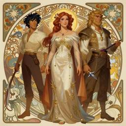 characters from disney's pocahontas, d & d, fantasy, intricate, elegant, highly detailed, digital painting, artstation, concept art, matte, sharp focus, illustration, hearthstone, art by artgerm and greg rutkowski and alphonse mucha
