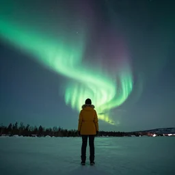 Woman becoming the northen lights