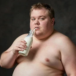 fat guy with milk